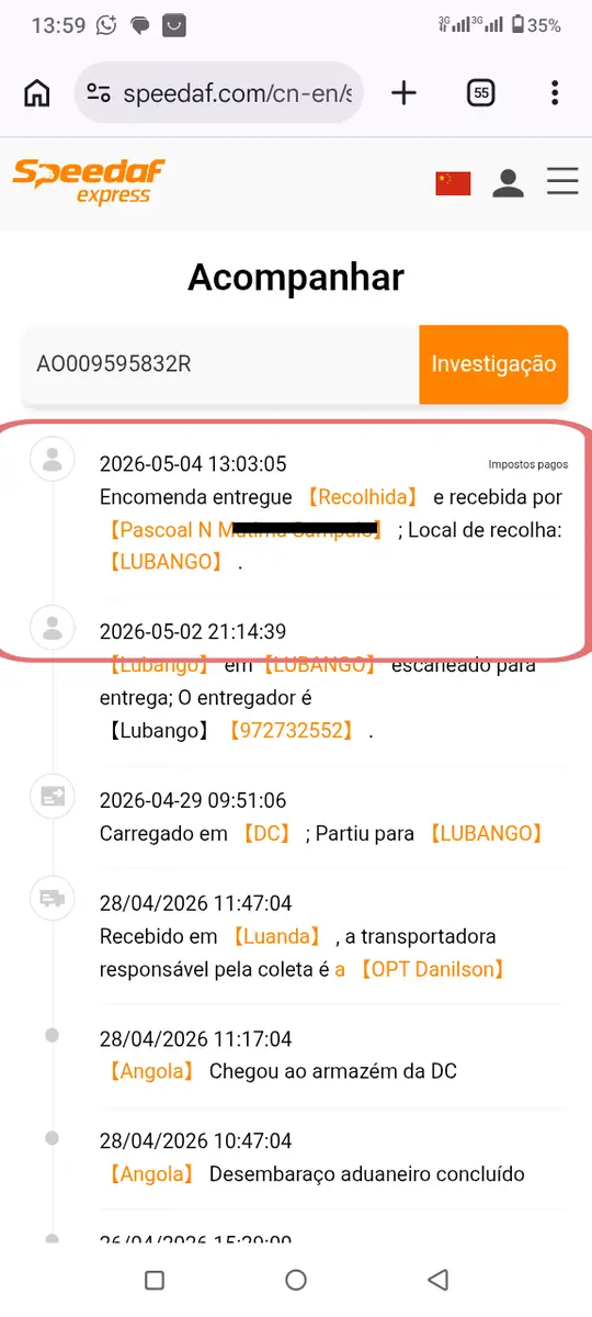 Tracking Speedaf Lubango